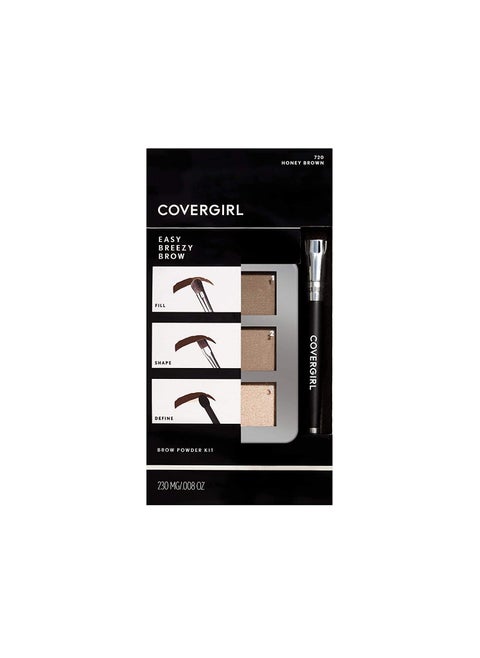 COVERGIRL - Easy Breezy Brow Powder Kit, three shades brow definer, professional double-ended angled brush, effortless, 100% Cruelty-Free