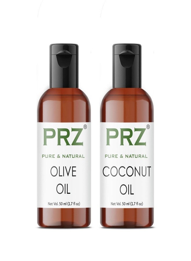 PRZ Combo of Extra Virgin Olive Oil & Coconut Oil, 100% Pure Cold Pressed Oil for Hair, Skin and Body Massage (50ML Each) - Image 2
