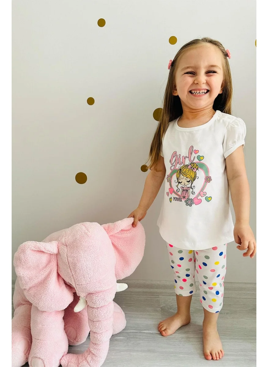 Breeze Girl's Tights Set with Heart, Cute Girl Printed, 1.5-5 Years, Ecru
