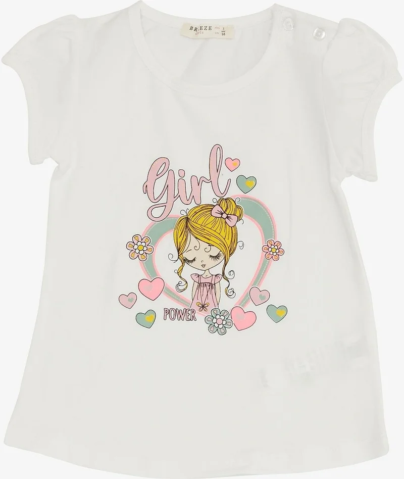 Breeze Girl's Tights Set with Heart, Cute Girl Printed, 1.5-5 Years, Ecru