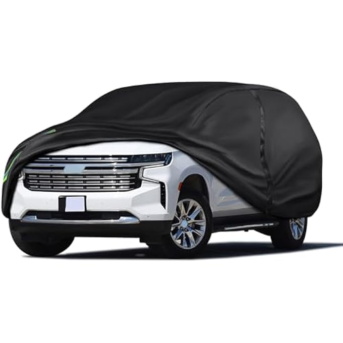 rayihni غطاء سيارة شامل 16 طبقة 600D ثقيل للاستخدام الداخلي والخارجي - مقاوم لجميع الأحوال الجوية من الشمس والأمطار والثلوج والغبار، مقاوم للماء ومقاوم للخدوش، يناسب سيارات الدفع الرباعي بطول جسم 191"-200"/15.9-16.6 قدم - Image 1