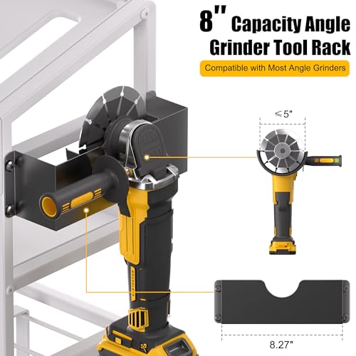 Amoowis Power Tool Organizer Wall Mount, Heavy Duty 3-Tier Metal Tool Holder for Circular Saw, Angle Grinder & Blades, Fits 7-1/4” Saws, Quick Assembly Garage Workshop Storage - Image 5
