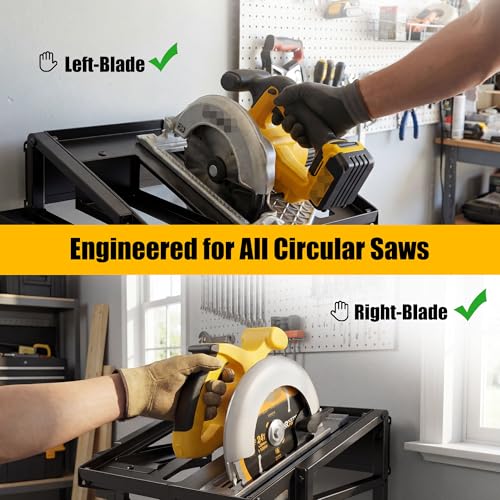 Amoowis Power Tool Organizer Wall Mount, Heavy Duty 3-Tier Metal Tool Holder for Circular Saw, Angle Grinder & Blades, Fits 7-1/4” Saws, Quick Assembly Garage Workshop Storage - Image 4