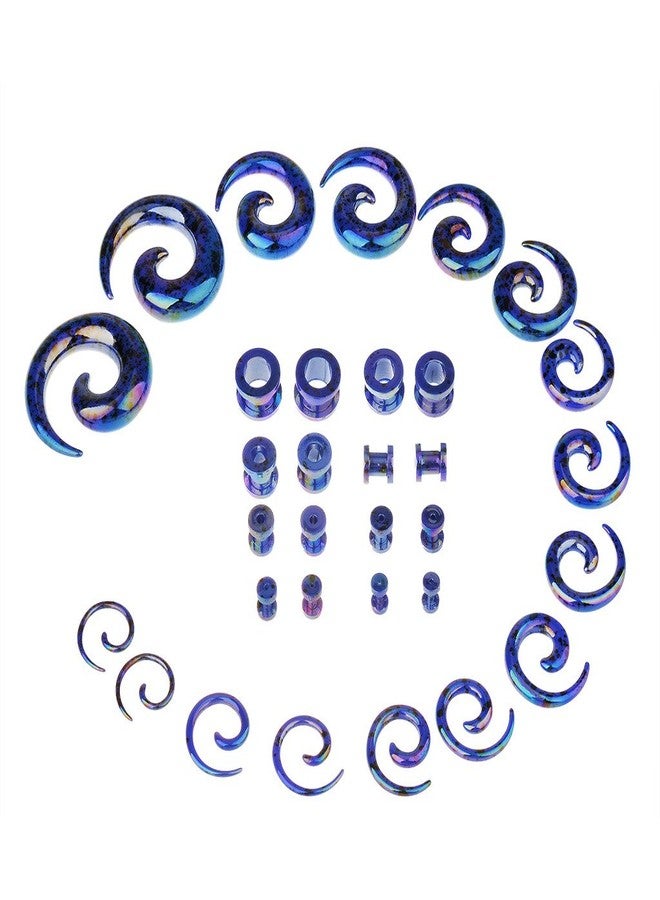 IPINK Gauges Kit Glitter Spiral Tapers and Plugs 14G-00G Stretching Kit - 32 Pieces
