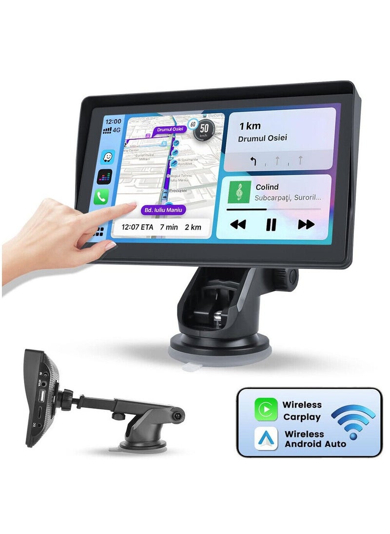 IISE Portable 7 Inch apple Carplay Wireless Car Touch Screen for Car, Wireless Android Auto Car Stereo with Bluetooth airplay AUX Cable, Mirror Link/FM/Bluetooth 5.0  - Image 1