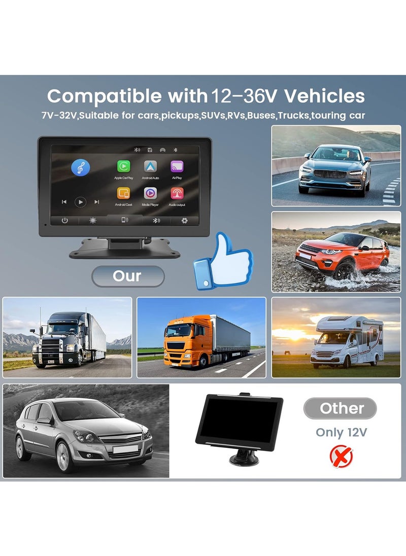 IISE Portable 7 Inch apple Carplay Wireless Car Touch Screen for Car, Wireless Android Auto Car Stereo with Bluetooth airplay AUX Cable, Mirror Link/FM/Bluetooth 5.0  - Image 5