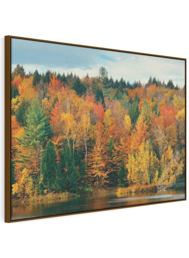 هوم جاليري لوحة فنية جدارية جميلة من الأشجار الخضراء والبرتقالية والأصفر والأحمر والعشب، مقاس 120×80 - Image 5