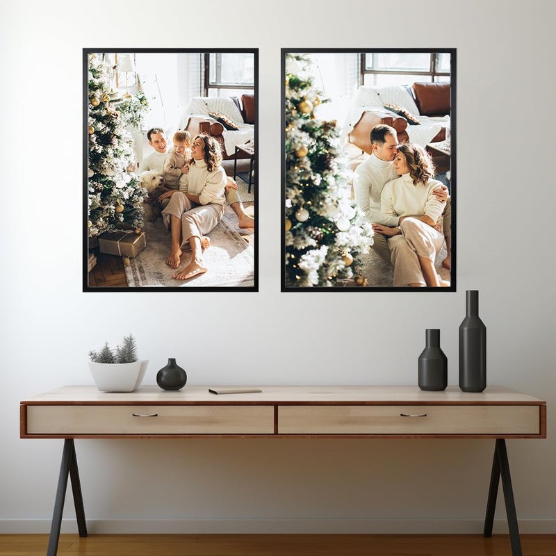 kennethan Picture Frame, 50 x 70 cm, Black Wood Photo Frame, Set of 3, Wooden Frame, Puzzle Frame with Acrylic Glass for Hanging and Standing, Used for Living Room, Bedroom, Study - Image 3