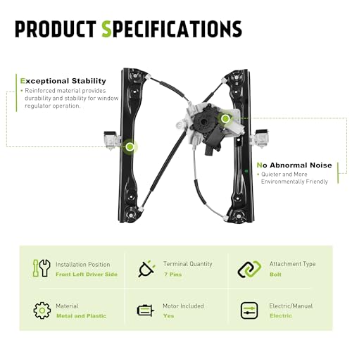 XIMAKA Front Driver Side Power Window Regulator (7 Pins) Fit for 2011-2015 Chevrolet Chevy Cruze, 2016 Chevy Cruze Limited, with Auto Up and Down, with Motor, 748-974, Front Left - Image 3