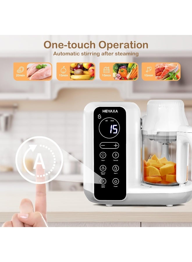 HEYAXA Baby Food Maker, Baby Food Processor with Automatic Cooking  Grinding, Food Steamer Puree Blender with Self-Cleaning Function, BPA Free (White) - Image 3