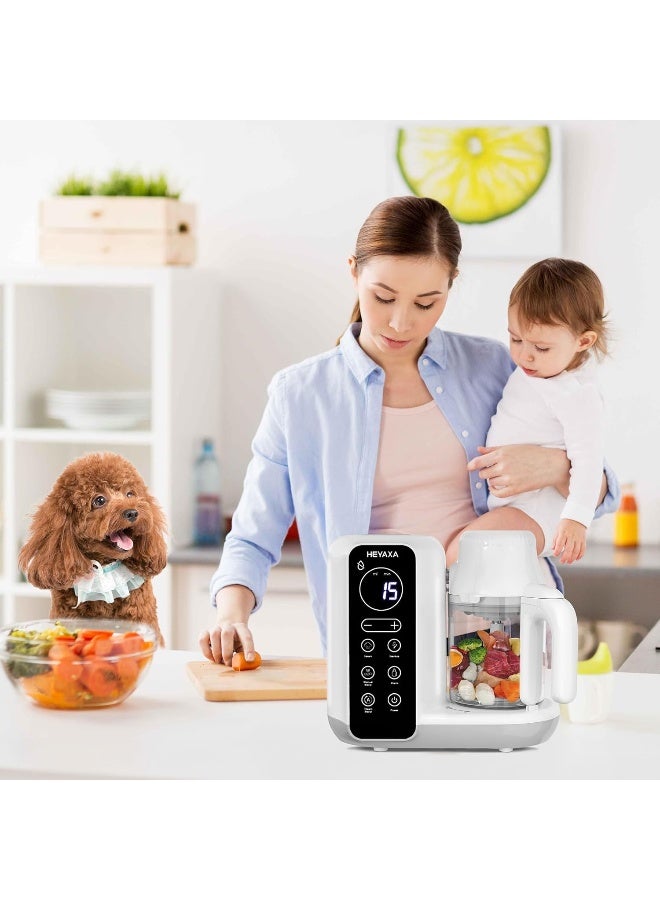 HEYAXA Baby Food Maker, Baby Food Processor with Automatic Cooking  Grinding, Food Steamer Puree Blender with Self-Cleaning Function, BPA Free (White) - Image 5