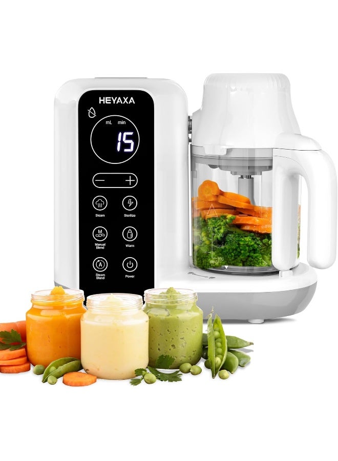 HEYAXA Baby Food Maker, Baby Food Processor with Automatic Cooking  Grinding, Food Steamer Puree Blender with Self-Cleaning Function, BPA Free (White) - Image 1