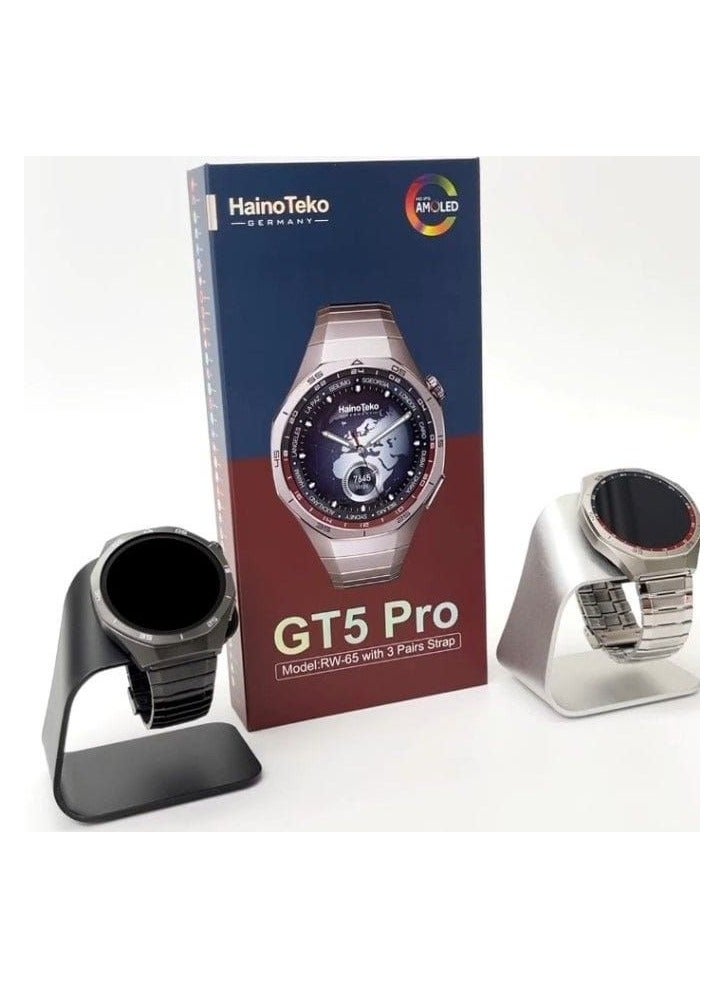 هينو تيكو ساعة هاينو تيكو GT5 برو RW-65 الذكية مع 3 أزواج من الأشرطة متعددة الألوان - Image 3