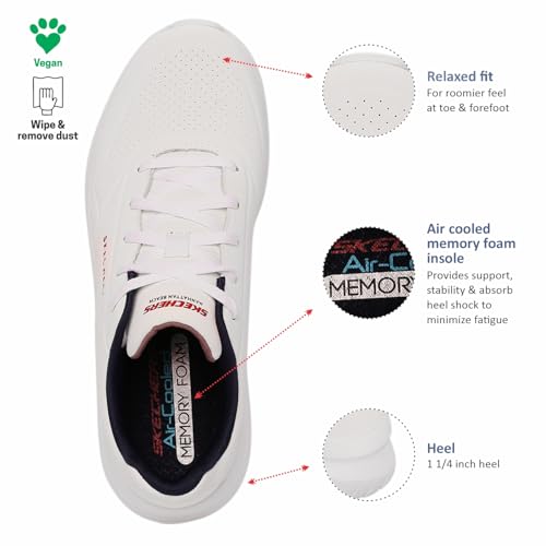 Skechers Mens Ultra Flex 2.0 Casual Shoes Vegan Air-Cooled Memory Foam Insole and Lightweight Midsole White/Navy/Red - 8 UK (232209) - Image 5