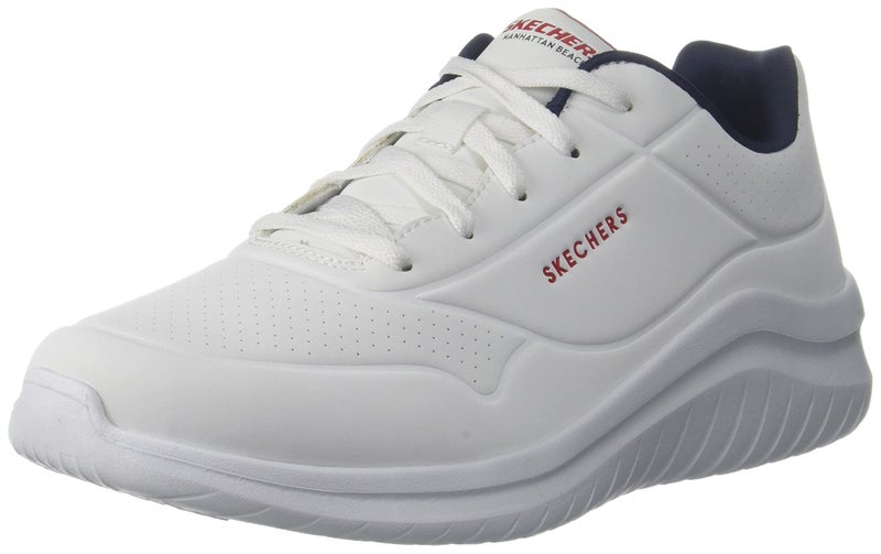 Skechers Mens Ultra Flex 2.0 Casual Shoes Vegan Air-Cooled Memory Foam Insole and Lightweight Midsole White/Navy/Red - 8 UK (232209) - Image 1