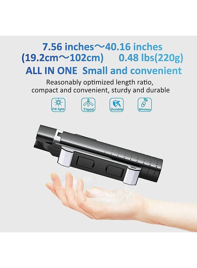 Arabest 41"Selfie Stick Tripod Quadrapod with 2 Rechargeable Fill Light, Extendable Tripod with Bluetooth Remote, Stainless Steel, 3 Light Modes, 9 Brightness Levels, Compatible for All iPhone & Android - Image 5