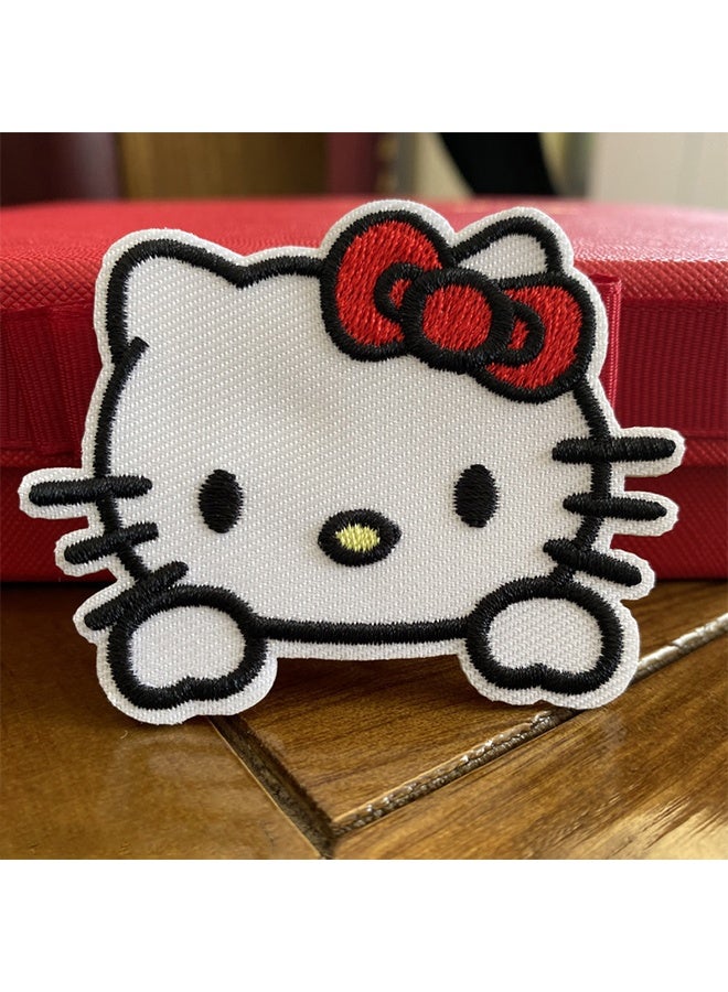 هالو كيتي ٦ قطع من رقع تطريز قطط كرتونية لطيفة للأطفال، قابلة للكي أو الخياطة، مجموعة إكسسوارات أنيقة يمكنك صنعها بنفسك للملابس والسترات والجينز وحقائب الظهر والقبعات والصدريات والحقائب. - Image 5