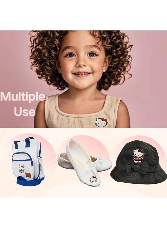 هالو كيتي ٦ قطع من رقع تطريز قطط كرتونية لطيفة للأطفال، قابلة للكي أو الخياطة، مجموعة إكسسوارات أنيقة يمكنك صنعها بنفسك للملابس والسترات والجينز وحقائب الظهر والقبعات والصدريات والحقائب. - Image 2