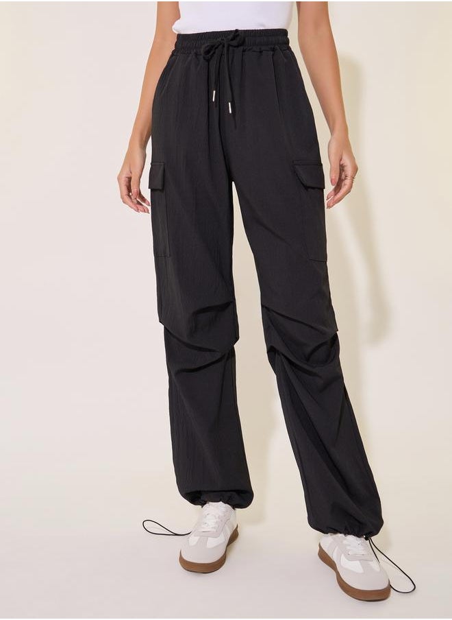 Take Two Solid Mid-Rise Wide Leg Cargo Pants  - Image 2