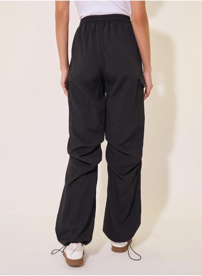 Take Two Solid Mid-Rise Wide Leg Cargo Pants  - Image 4