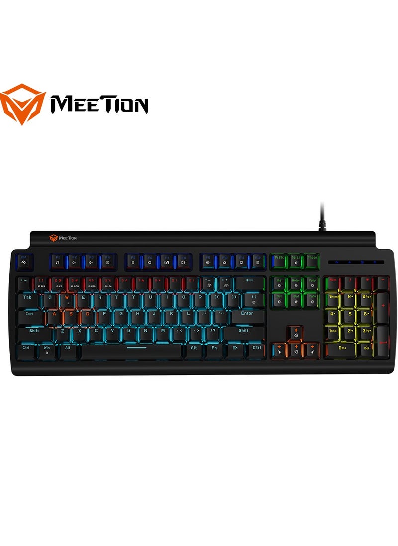 Meetion - Meetion MK600 Mechanical Keyboard Anti-ghosting Full keys No. of keys 104/105 Keyboard Type best combination of RGB lights Black Body OS Compatibility Windows XP/Vista/7/8/10  MAC OS X Interface USB - Image 1