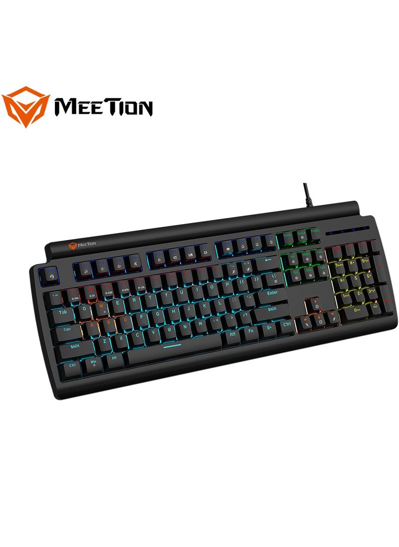 Meetion - Meetion MK600 Mechanical Keyboard Anti-ghosting Full keys No. of keys 104/105 Keyboard Type best combination of RGB lights Black Body OS Compatibility Windows XP/Vista/7/8/10  MAC OS X Interface USB - Image 1