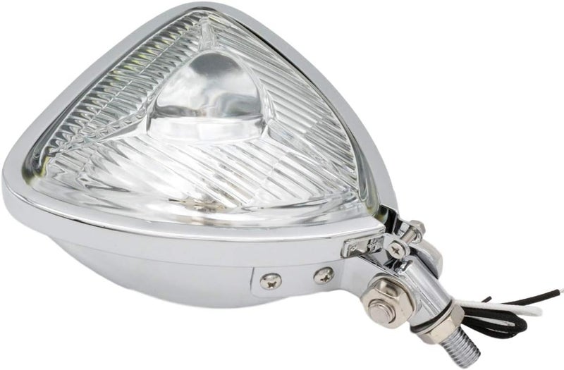 FATECIM Mini Thin Section Triangle Motorcycle Headlight - Clear Lens Chrome Light for Harley Chopper Custom - Image 1