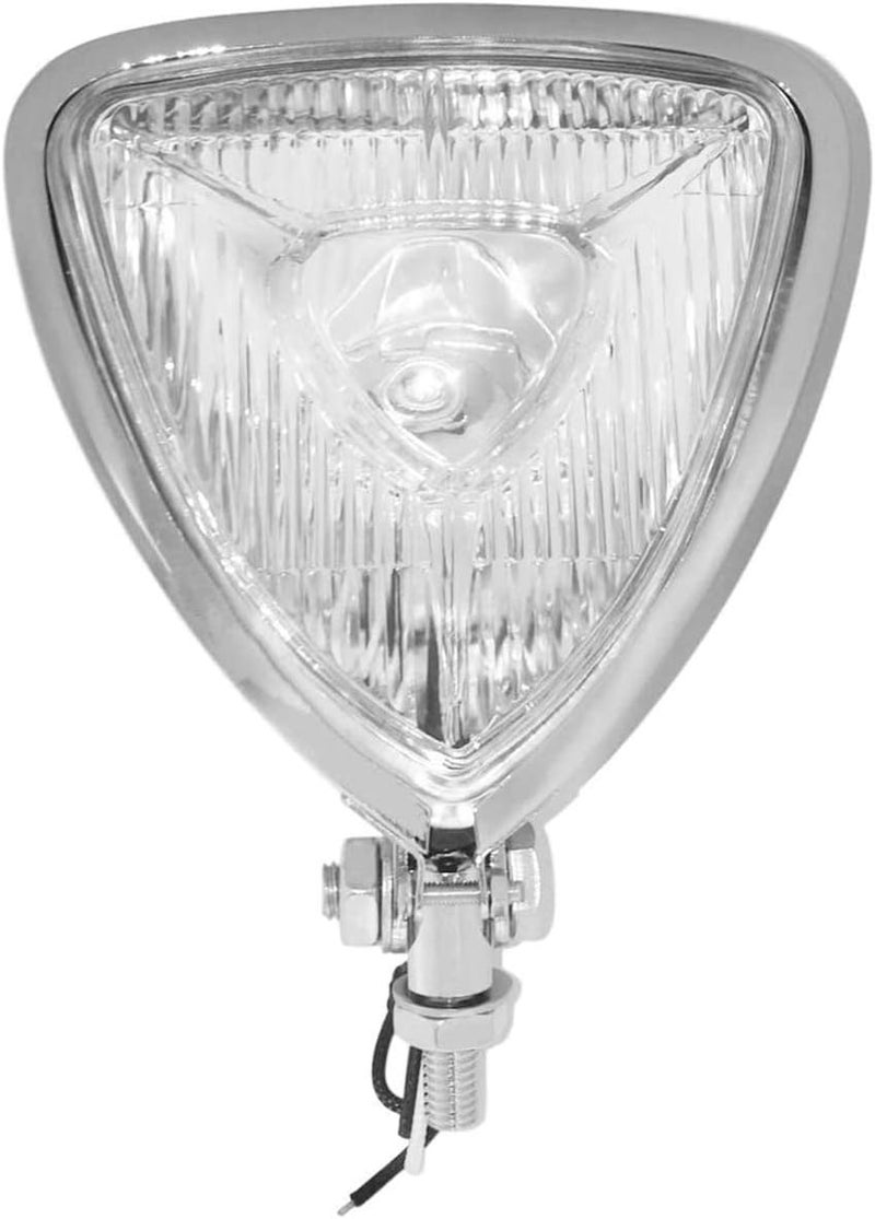 FATECIM Mini Thin Section Triangle Motorcycle Headlight - Clear Lens Chrome Light for Harley Chopper Custom - Image 2