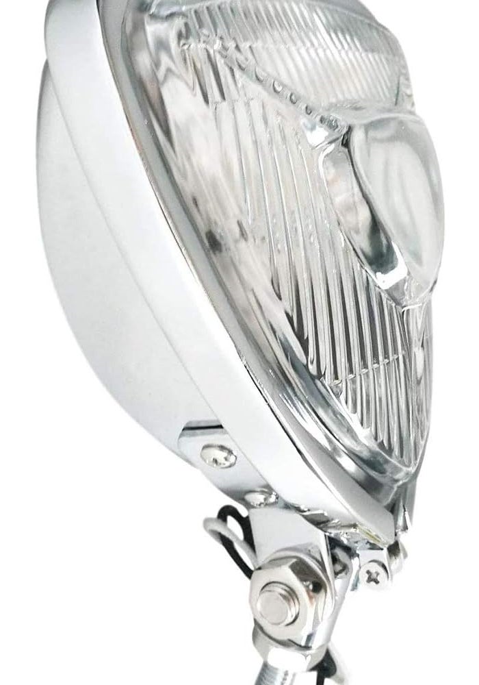 FATECIM Mini Thin Section Triangle Motorcycle Headlight - Clear Lens Chrome Light for Harley Chopper Custom - Image 3