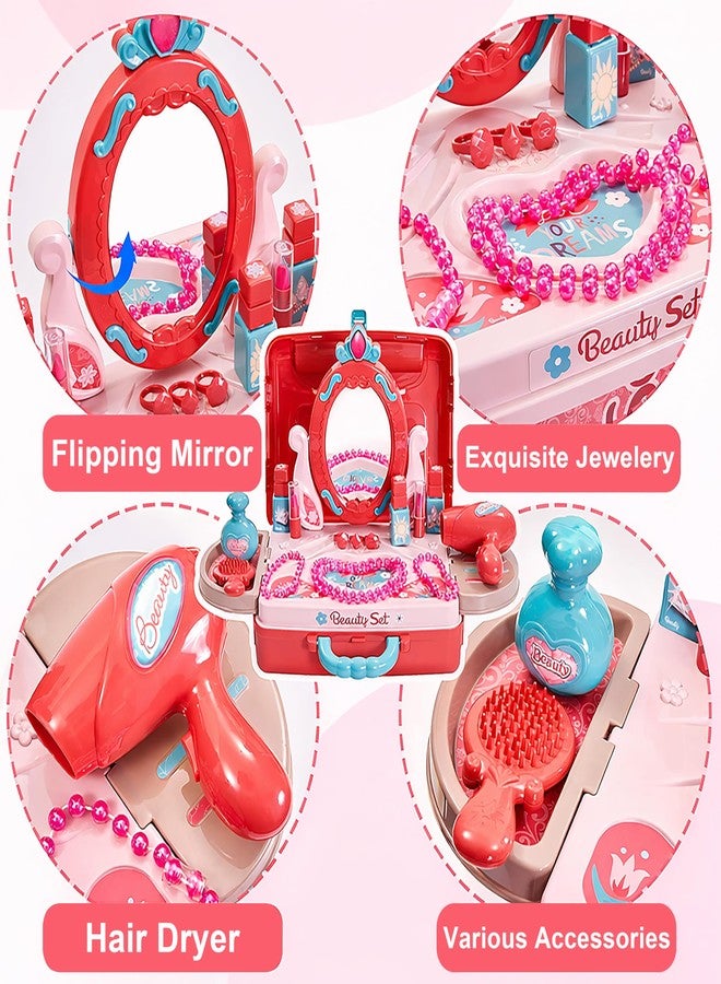 VGRASSP Makeup Roleplay Vanity Playset Toy for Girls with Accessories - Educational and Creative Beauty Kit Pretend Play Gift - Color As Per Stock - Image 2