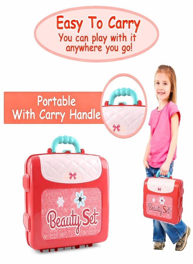 VGRASSP Makeup Roleplay Vanity Playset Toy for Girls with Accessories - Educational and Creative Beauty Kit Pretend Play Gift - Color As Per Stock - Image 3