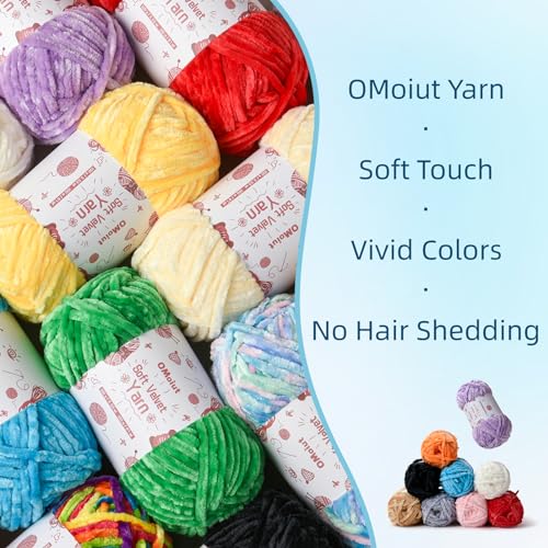 OMoiut 100g Fluffy Velvet Chenille Yarn for Crocheting and Knitting, 80m (87.5yd) Baby Yarn for Crocheting Soft, Crochet Chunky Yarns Amigurumi Yarns (Pinkish Purple) - Image 3
