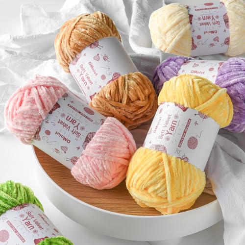 OMoiut 100g Fluffy Velvet Chenille Yarn for Crocheting and Knitting, 80m (87.5yd) Baby Yarn for Crocheting Soft, Crochet Chunky Yarns Amigurumi Yarns (Pinkish Purple) - Image 5