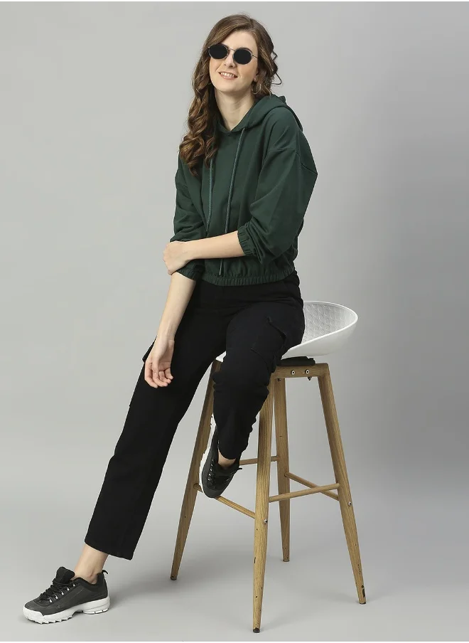 هاي ستار Women Petrol Green Sweatshirts