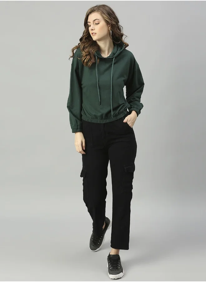 HIGH STAR Women Petrol Green Sweatshirts