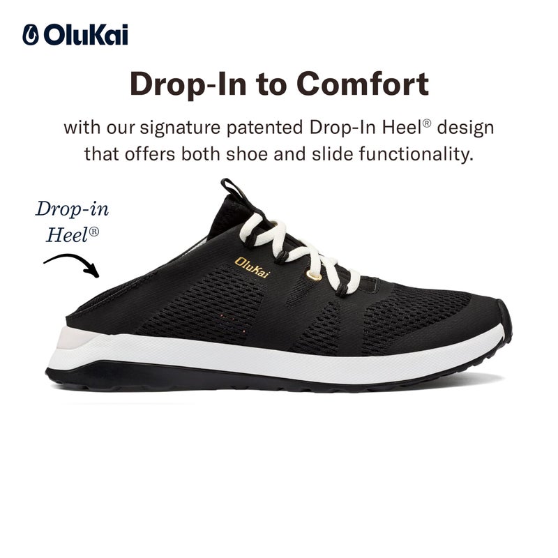 OLUKAI Huia Women's Athletic Sneakers, Lightweight & Breathable Mesh, Comfort Fit & Wet Grip Rubber Soles, Durable & Supportive, Black/Black, 8 - Image 3