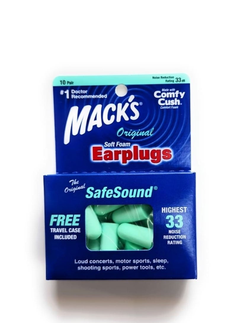 Mack's سدادات أذن ماك مع علبة مجانية، بيج، 10 أزواج 