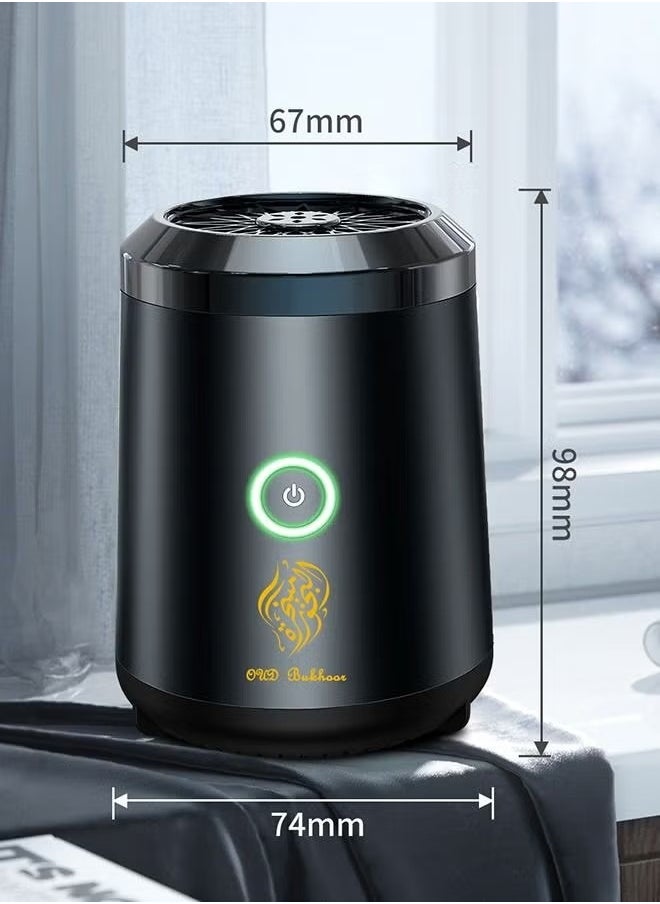 Oud Bukhoor - Car USB Mini Type-C Power Rechargeable Incense Burner Decorations Grey 9.8x7.4x6.7 cm - Image 1