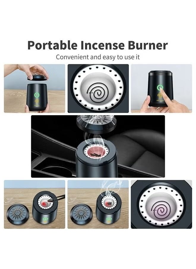 Oud Bukhoor - Car USB Mini Type-C Power Rechargeable Incense Burner Decorations Grey 9.8x7.4x6.7 cm - Image 1