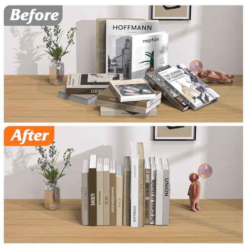 Dooiclear Acrylic Bookends 4 Pcs, Clear Book Ends for Shelves, Transparent Bookend Organizer, Book Holder Stand Decorative, Book Stoppers for Heavy Duty Books, CD, File, Video Games - Image 4