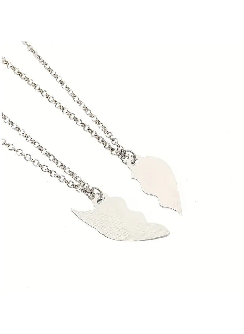 Goolsky 2pcs Marvel Deadpool & Wolverine Love Heart Pendant Necklaces, Zinc Alloy, Tomboy Cartoon Style, All-Season, Daily & Gift Occasions, European American Movie Inspired Jewelry for Best Friends - Image 3