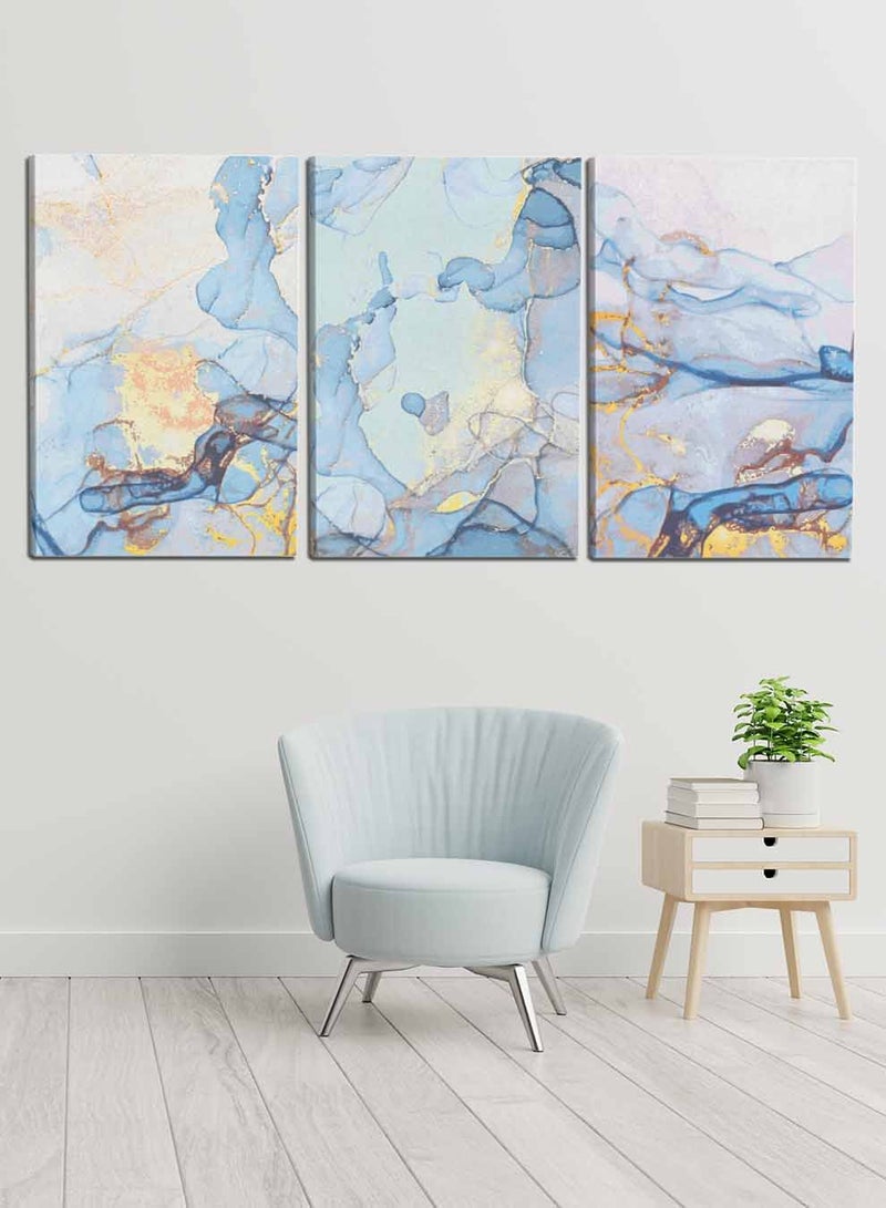 LOWHA Set Of 3 Framed Canvas Wall Arts Stretched Over Wooden Frame, Abstract Marble Stone Paintings, For Home, Living Room, Office Decor - Image 2