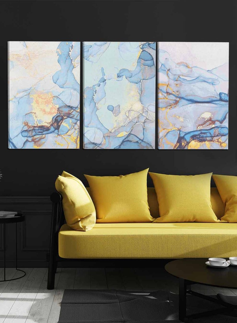 LOWHA Set Of 3 Framed Canvas Wall Arts Stretched Over Wooden Frame, Abstract Marble Stone Paintings, For Home, Living Room, Office Decor - Image 3