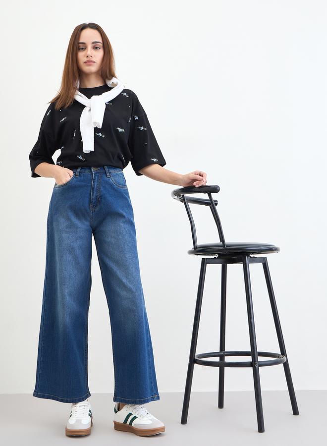 Styli Women Blue High Rise Wide Leg Jeans - Image 1