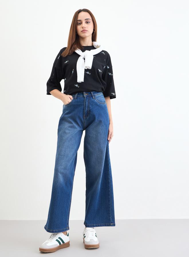 Styli Women Blue High Rise Wide Leg Jeans - Image 2