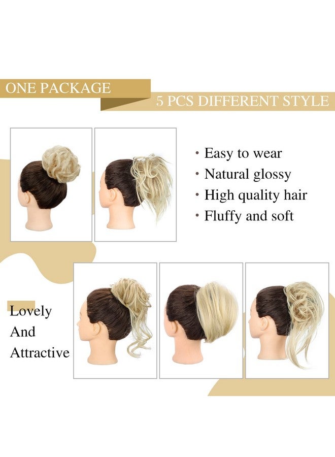 أتش أم دي مجموعة إكسسوارات شعر مكونة من 5 قطع من HMD، كعكة شعر فوضوية، تسريحة شعر مرفوعة للنساء، وصلات شعر على شكل ذيل حصان مع شريط مطاطي مرن، تسريحة شعر مرفوعة طويلة، مجموعة إكسسوارات شعر فوضوية للنساء (24/613) - Image 2