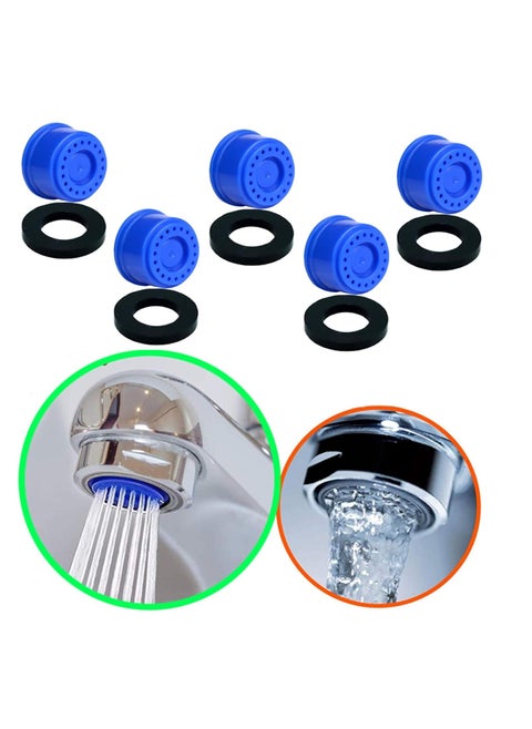 Kitchen Tap Water Saving Aerator Nozzle, 3 LPM Shower Flow, Food Grade Plastic (22 mm Diameter, Blue) - Pack of 5
