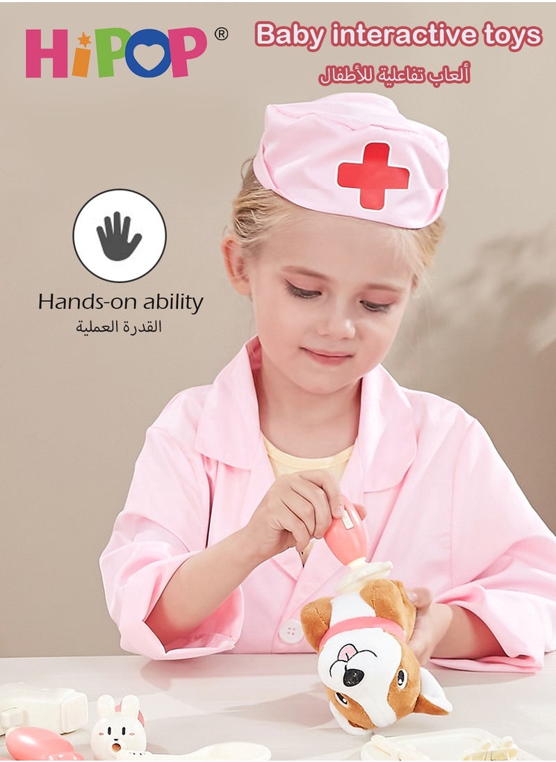 HIPOP - Children's Doctor Pretend Play with Nurse Uniform,Thermometer,Infusion set,Syringes,Medical Role Play,Doctor Playset Play House Toy for Boys Girls - Image 1