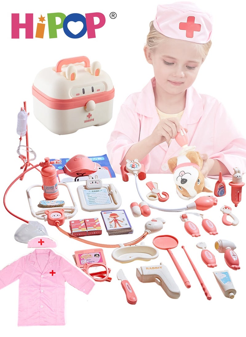 HIPOP - Children's Doctor Pretend Play with Nurse Uniform,Thermometer,Infusion set,Syringes,Medical Role Play,Doctor Playset Play House Toy for Boys Girls - Image 1