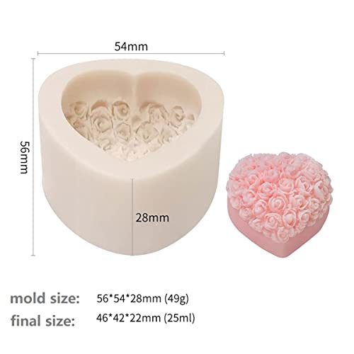 ESEDAGE 4 Pack Heart Resin Rose Flower Silicone Mold for Candle, Cake, Soap, Candy - Round Shape - Image 3
